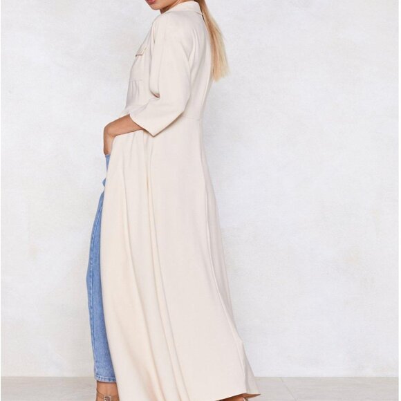 Longline Button Down Collar Shirt Dress - SMALL Sz 4 - Picture 3 of 4